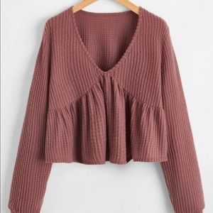 Mauve Peplum Fall Sweater